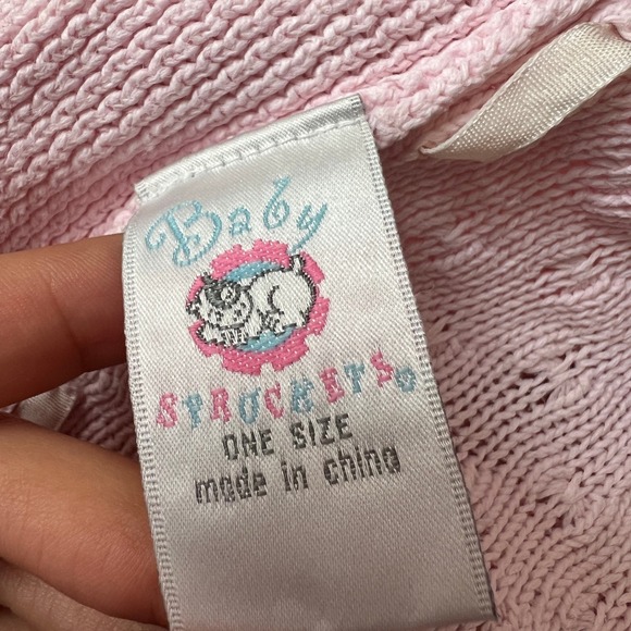 Vintage Sprockets Baby Pink Crochet Blanket Bow Trim Coquette - Picture 6 of 9